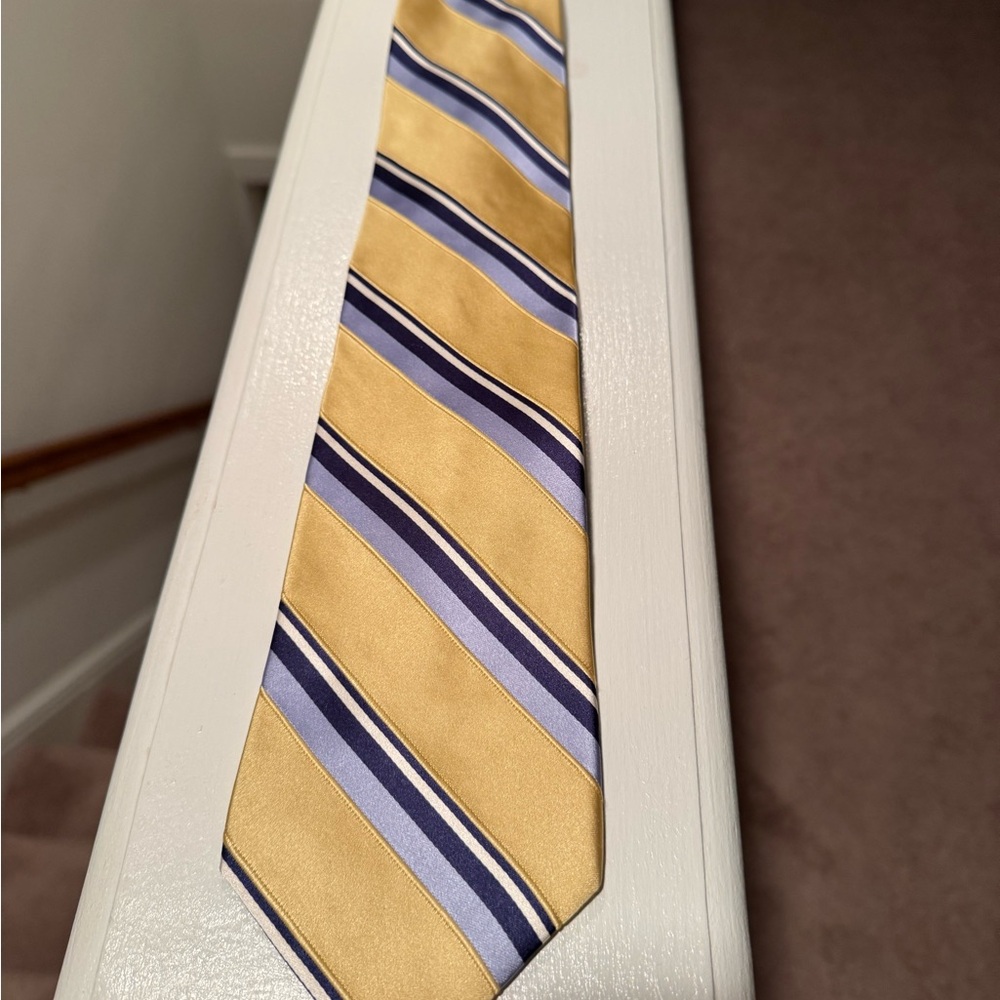 Tommy Hilfiger Yellow and Blue Striped Tie